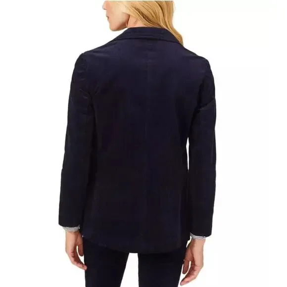 J.Mclaughlin Womens Aubrey Blazer Jacket M Navy Blue Corduroy Preppy Academia - Picture 4 of 14